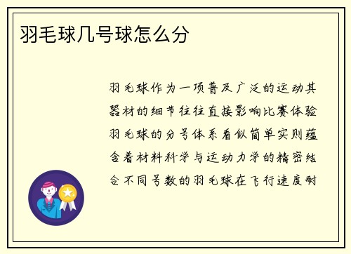 羽毛球几号球怎么分